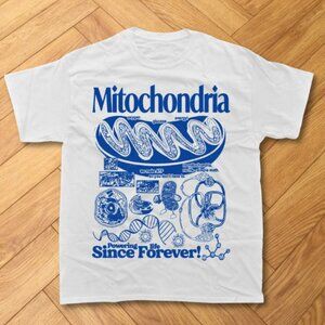 White – Mitochondria Vintage Science Graphic Retro Biology Academic Cell T-Shirt
